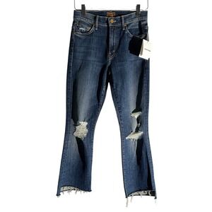 Mother Insider Crop Step Fray Distressed Denim High Rise Jeans Size 25 Blue
